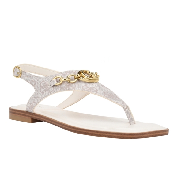 Guess Shoes - Guess Rissy Ivory Logo Sandals 5